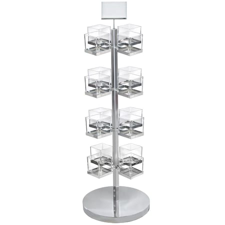 Azar Displays Arm Cube Bin Floor Tower Display, Chrome 300606-KIT